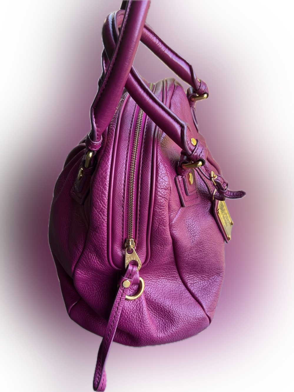 Marc by Marc Jacobs Plum Leather Dome Satchel with Gold Hardware - Picture 3 of 13